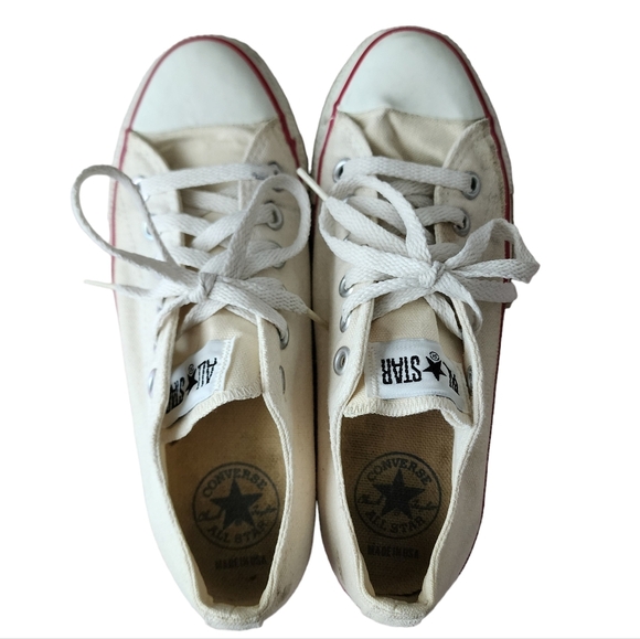CONVERSE x VINTAGE Chuck taylor 80's white‎ low top sneakers USA Made men's 5 - Picture 8 of 16